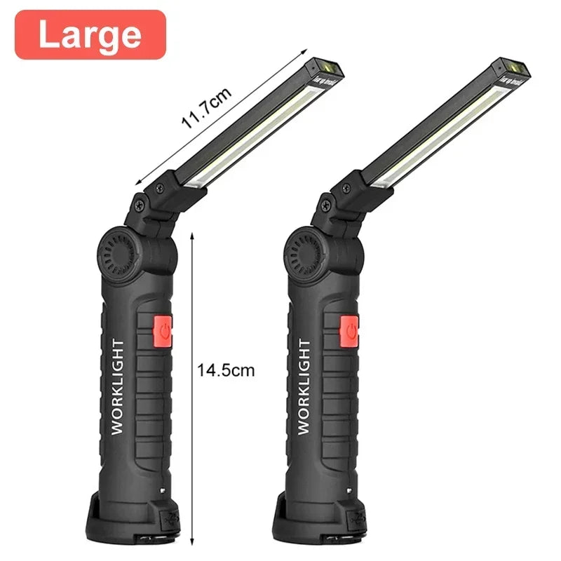Portable COB LED Flashlight USB Rechargeable Work Light Torch