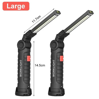 Portable COB LED Flashlight USB Rechargeable Work Light Torch