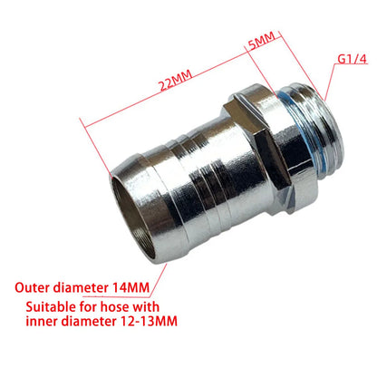 Water Cooling Barb Fitting 2-Touch G1/4 Thread Hose Pagoda Connector with Waterproof Sealing Ring, 4–14mm