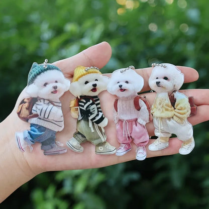 Creative Puppy Man Acrylic Creative Puppy Backpack Car Pendant Realistic Auto Rearview Mirror Ornament Car Interior Decoration