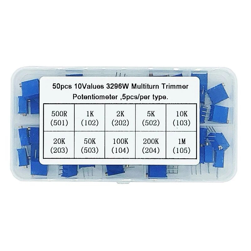 50pcs/lot 3296W Multiturn Trimmer Potentiometer Kit – High Precision Variable Resistors