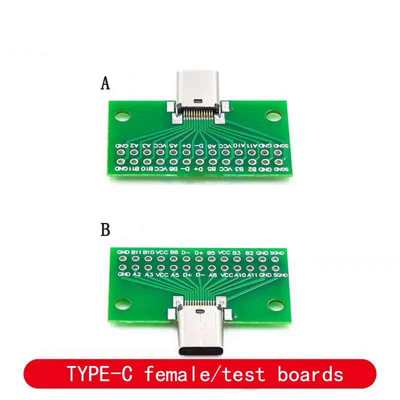 USB 3.1 Type-C Male to Female Header Test Board 24-Pin Double-Sided Adapter
