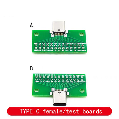 USB 3.1 Type-C Male to Female Header Test Board 24-Pin Double-Sided Adapter