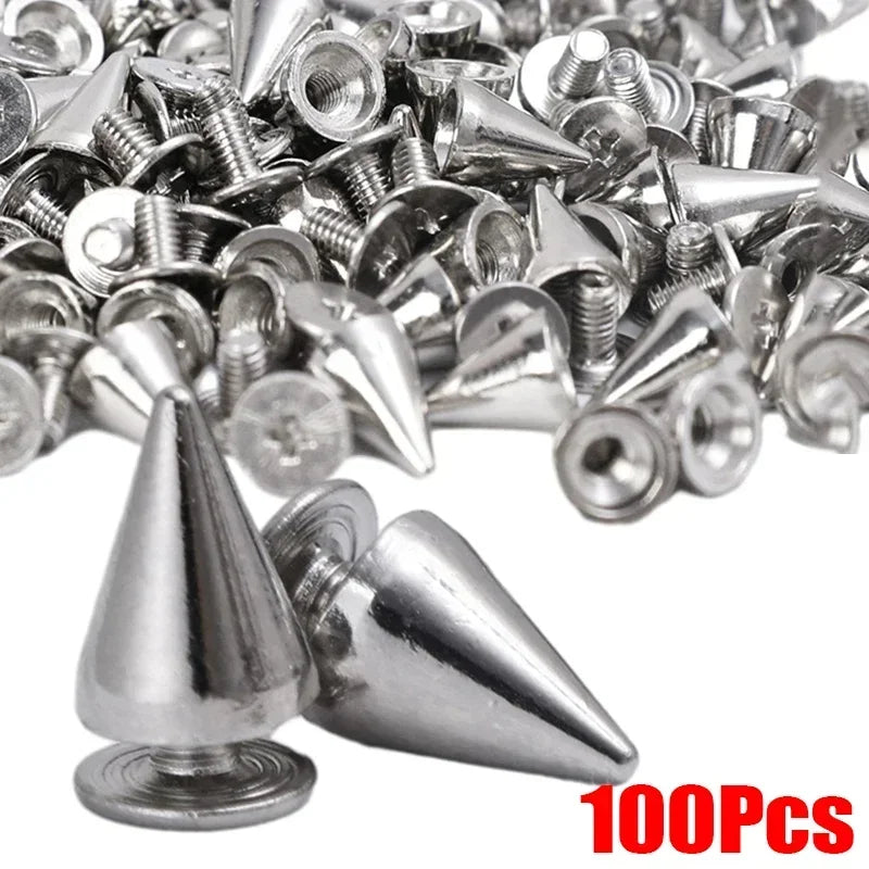 Round Cone Metal Spikes Screwback Studs Rivets — DIY Punk Decoration for Clothes, Shoes &amp; Leather