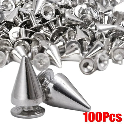 Round Cone Metal Spikes Screwback Studs Rivets — DIY Punk Decoration for Clothes, Shoes &amp; Leather