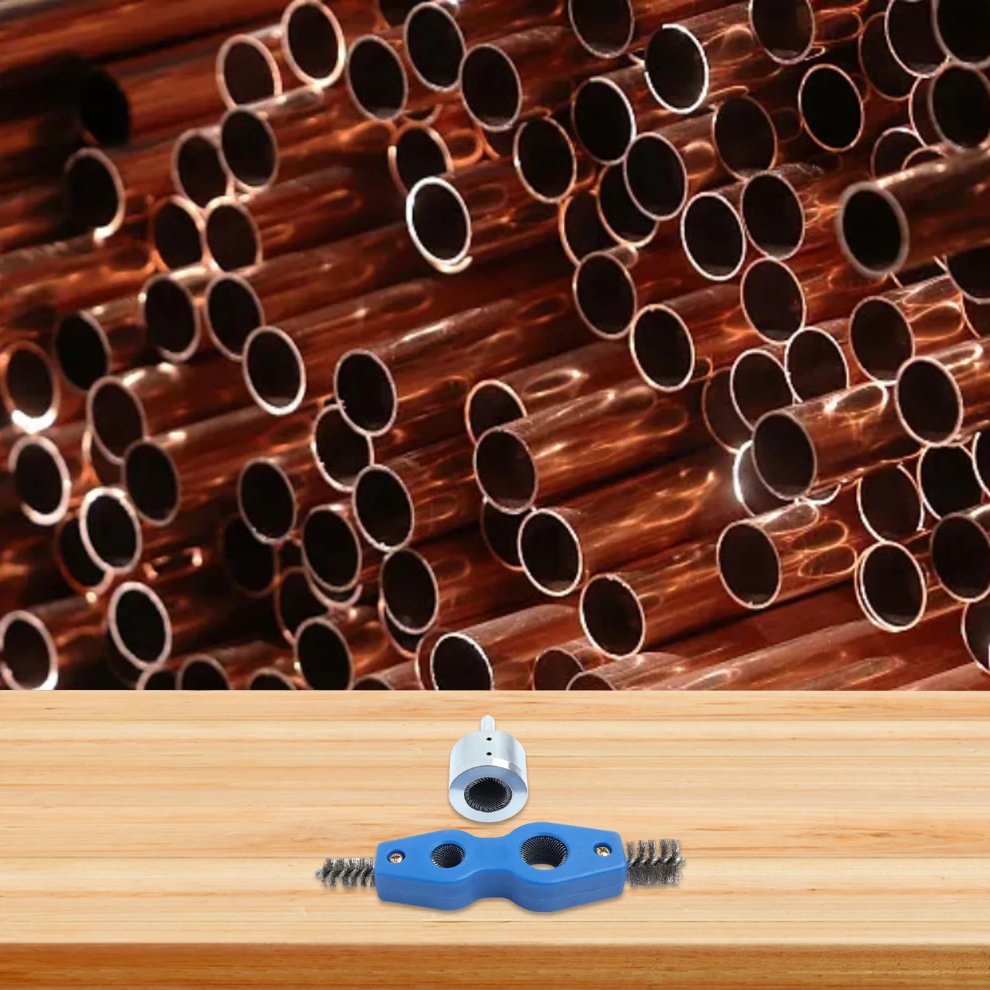 4-in-1 Battery Brush Copper Pipe Cleaner Welding Preparation High Torque Resistance Interchangeable Brush Heads For Copper Pipes
