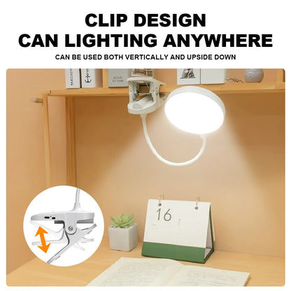 Folding Clamp Led Table Lamp Rechargeable Night Light Study Stand Read Lamp Touch 3 Modes Dimming Eye Protection Light Emergency