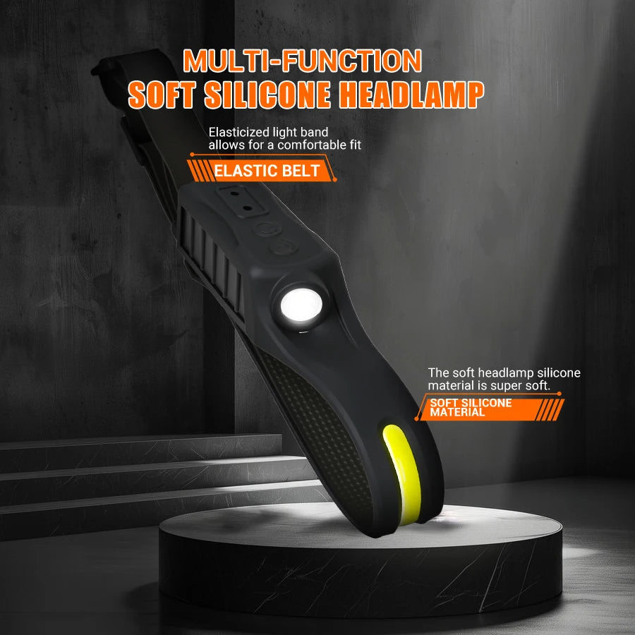LED Sensor Headlamp Rechargeable Head Torch 5 Mode for Outdoor