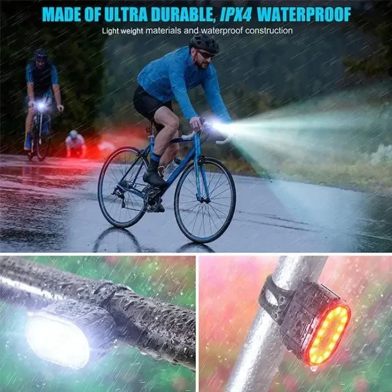 Rechargeable Bike Light Set Front Light with Taillight Mini Night Safety Warning Bicycle Accessories for Night Outdoor Cycling
