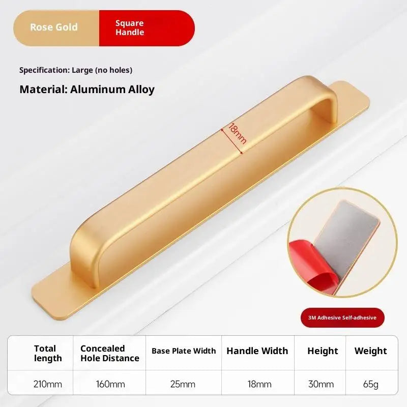 Drill-free Aluminum Handle for Sliding Door Window Drawer Bathroom Push-Pull