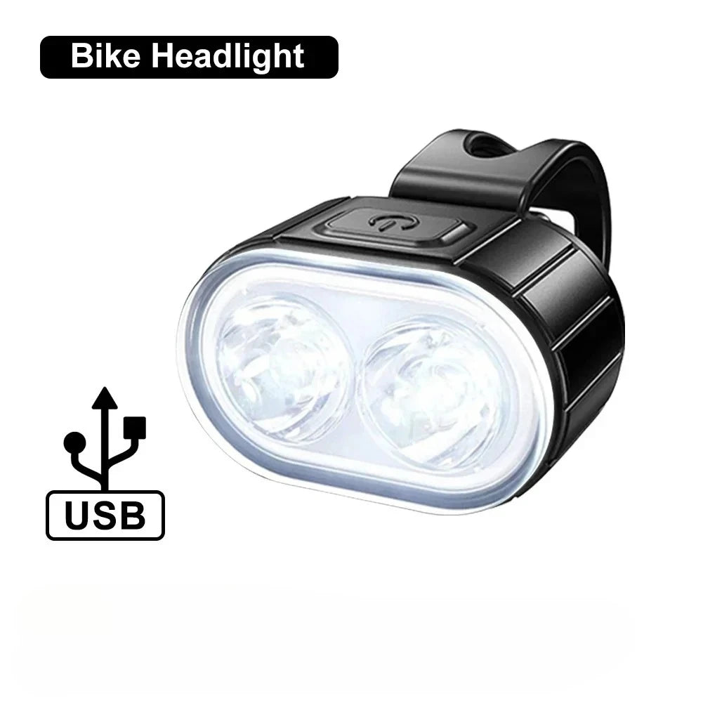 Rechargeable Bike Light Set Front Light with Taillight Mini Night Safety Warning Bicycle Accessories for Night Outdoor Cycling