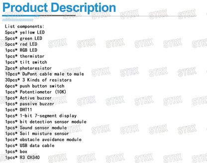 Arduino Uno R3 Basic Starter Kit with Breadboard and Retail Box for DIY Projects