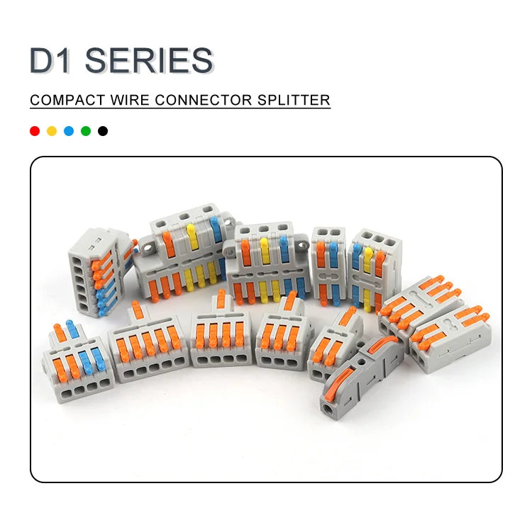 10PCS Universal Compact Wire Connector Splitter Quick Electrical Cable Splice Terminal Block for 28-12AWG Small Wiring Connector