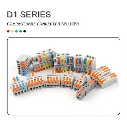 10PCS Universal Compact Wire Connector Splitter Quick Electrical Cable Splice Terminal Block for 28-12AWG Small Wiring Connector