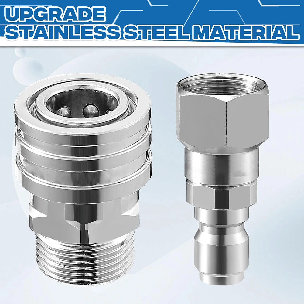 Pressure Washer Adapter Kit — 360° Rotation Male &amp; Female Quick Connector Set, Rust-Resistant Fittings