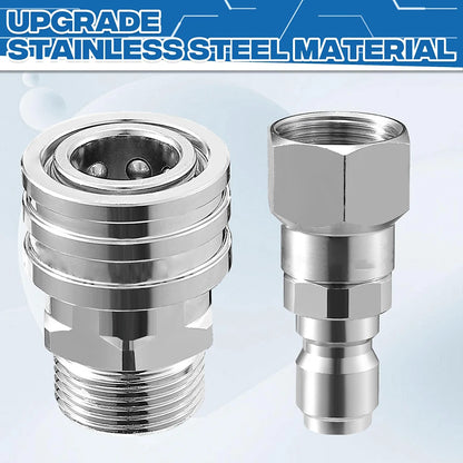 Pressure Washer Adapter Kit — 360° Rotation Male &amp; Female Quick Connector Set, Rust-Resistant Fittings