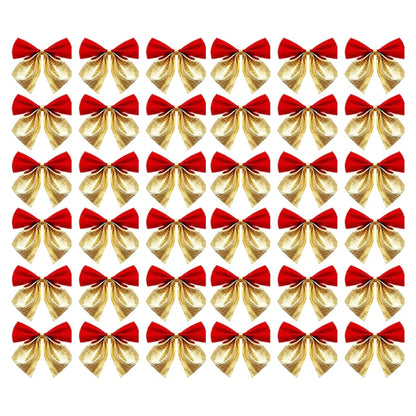 12/36pcs Christmas Bow Christmas Decorations For Home Gold Red Bowknot Xmas Tree Ornaments New Year 2024 Navidad Decor Supplies