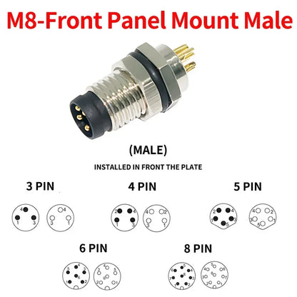 M8 Waterproof Aviation Connector Set 3–8 Pin Male Female Plug Socket for Proximity Sensor Straight Right Angle Flange Mount