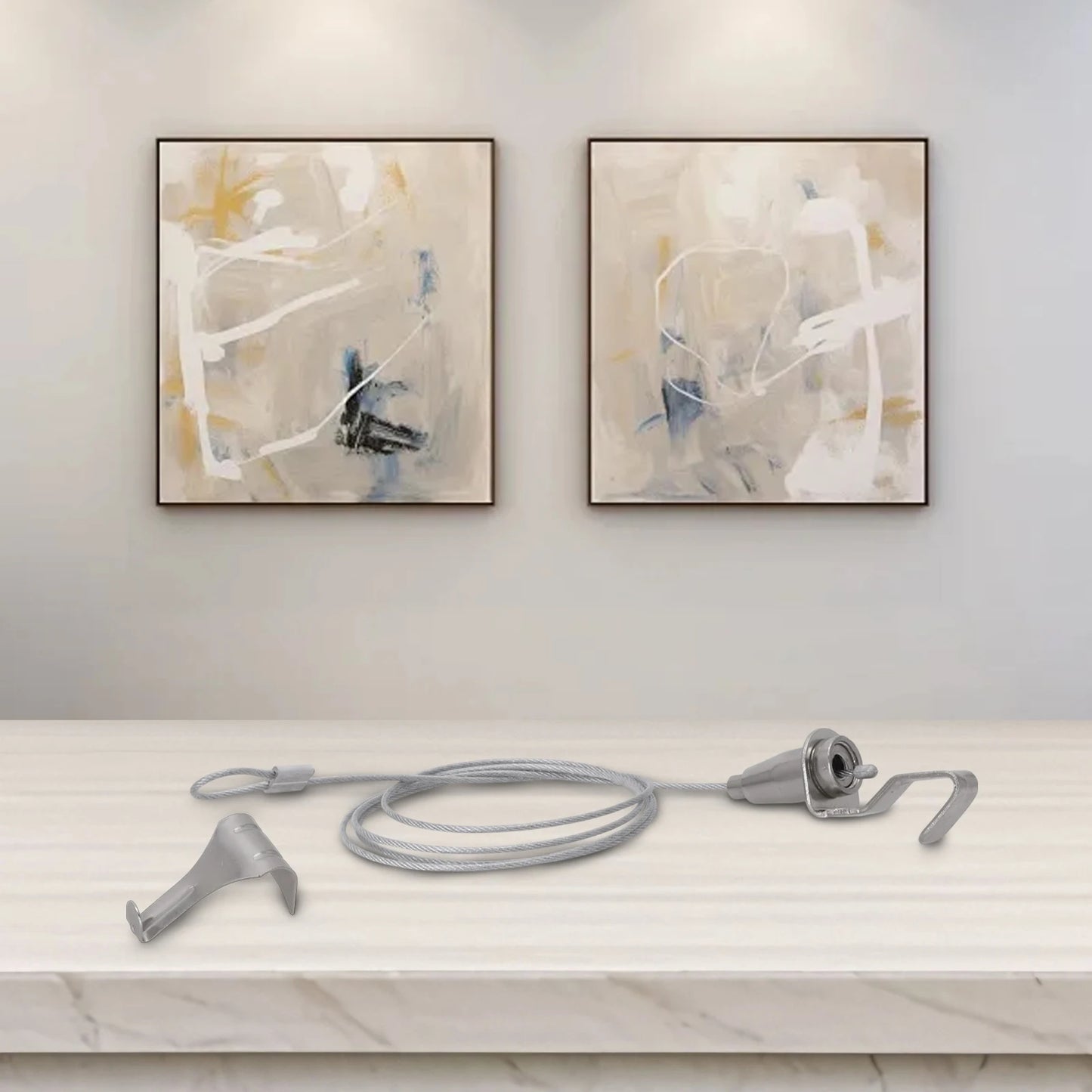 Stainless Steel Adjustable Picture Hanging Cable System Supporting Up to 66 lbs Perfect Solution for Home or Gallery Use