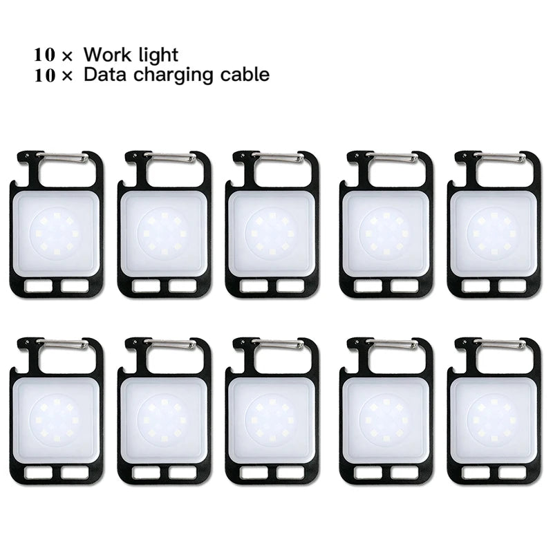 Mini Portable Multifunction Keychain Flashlight 4 Light Modes Built In Battery USB Rechargeable Strong Magnetic Work Light