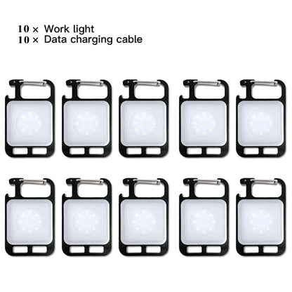 Mini Portable Multifunction Keychain Flashlight 4 Light Modes Built In Battery USB Rechargeable Strong Magnetic Work Light
