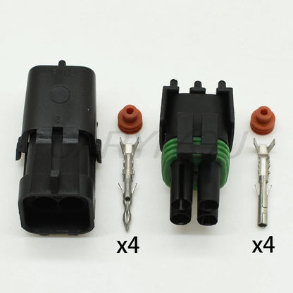 4 Pin Way 12015798 12015024 Weatherpack Plug 2x2 Hole Connector for Automotive Truck Waterproof Wire Harness 18-14 GA