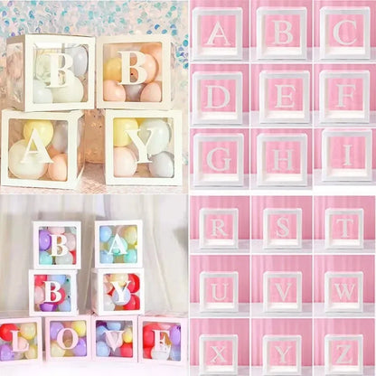 27/25cm Custom Transparent Letter Box A-Z Baby Shower Girl 1st Birthday Party Decoration Kids Wedding Birthday Balloon DIY Box