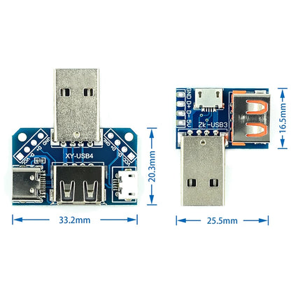 USB Male to DIP Adapter — Mini-B / Micro-B / Type-C / USB-A 2.0 / 3.0, PCB Breakout (2-Pack)