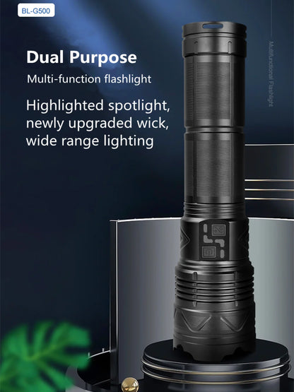Powerful LED Flashlight GT60 High Power Tactical Zoomable Torch USB Rechargeable Outdoor Camping Lantern with Power Display