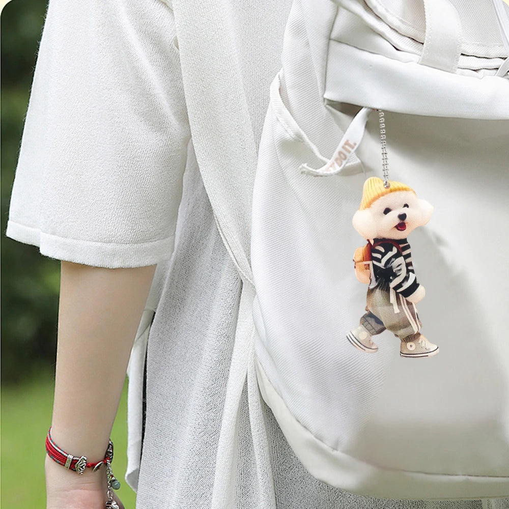 Cute Teddy Dog Car Hanging Ornament Keychain Pendant