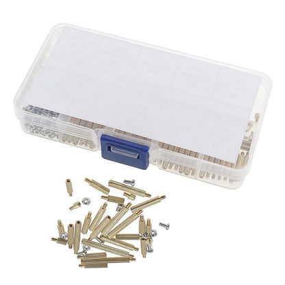 M2 Spacer Assortment Screw &amp; Nut Set 270pcs — Clear Storage Box for Electronics Assembly