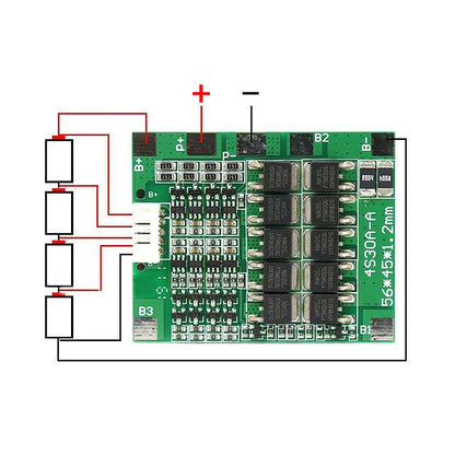 4S 14.8V 30A Li-ion Battery BMS Protection Board with Balancing for 18650 Packs