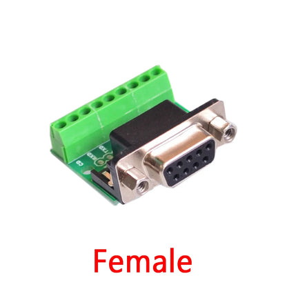 D-Sub 9-Pin DB9 RS232 Serial to Terminal Adapter Connector Breakout Board, Female and Male