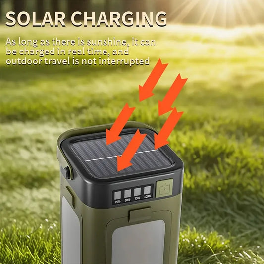 Type-C Rechargeable Solar LED Light Portable Power Bank Flashlight Lamp Hanging Tent Light for Outdoor Camping Hiking Fishing