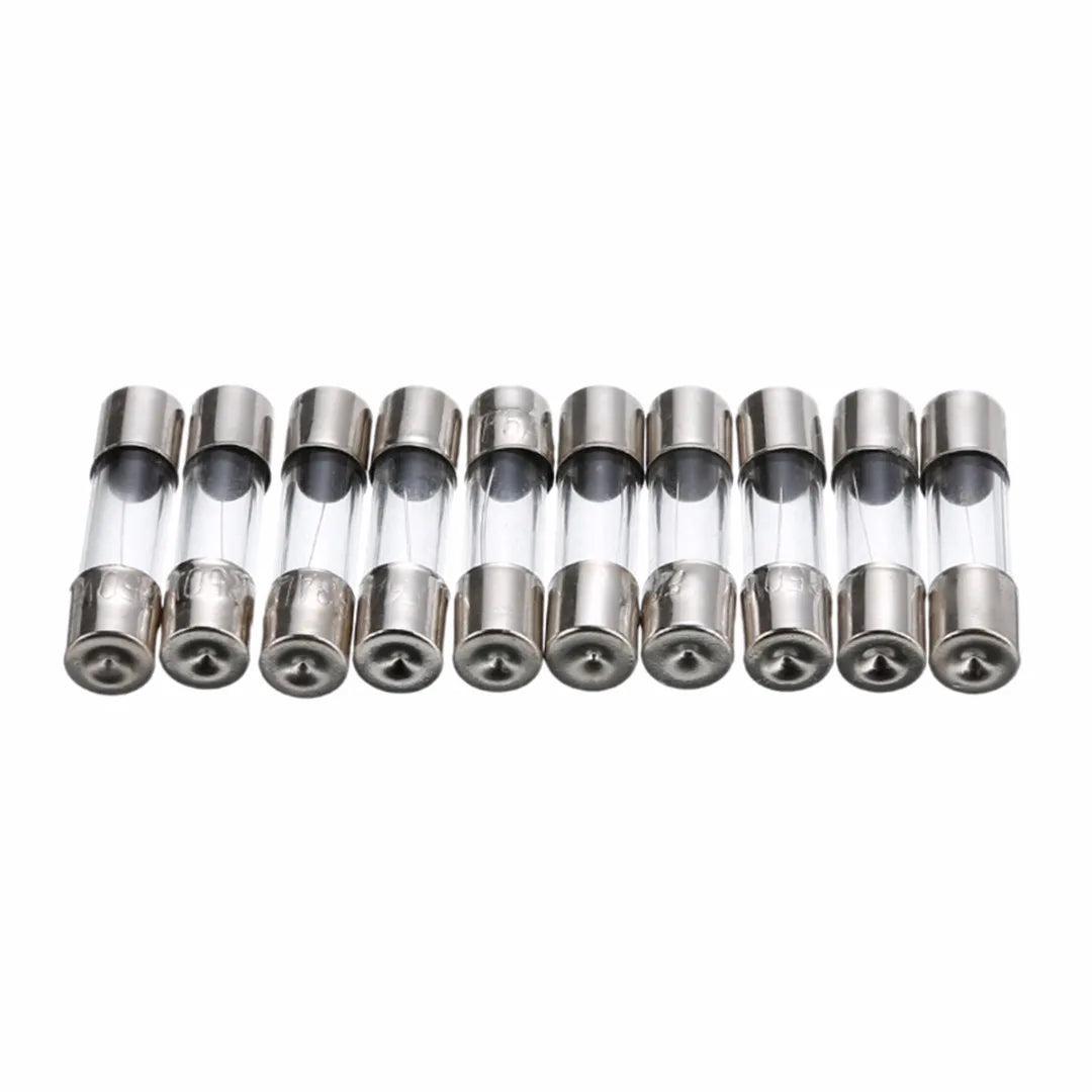 100pcs Insurance Tube Glass Fuses Kit Household 0.2A-20A 100pcs 16*12*2.1cm 250V High Quality Standard Fast Blow
