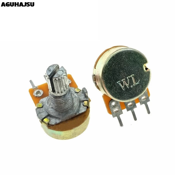 WH148 3-Pin Dual Stereo Potentiometer 15mm Shaft – 1K to 500K