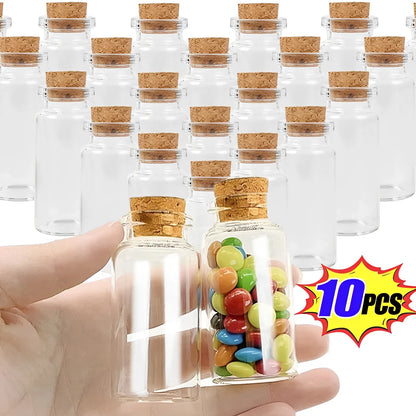 Mini Glass Bottles with Cork Stoppers — 5ml to 20ml Vials, 10pcs