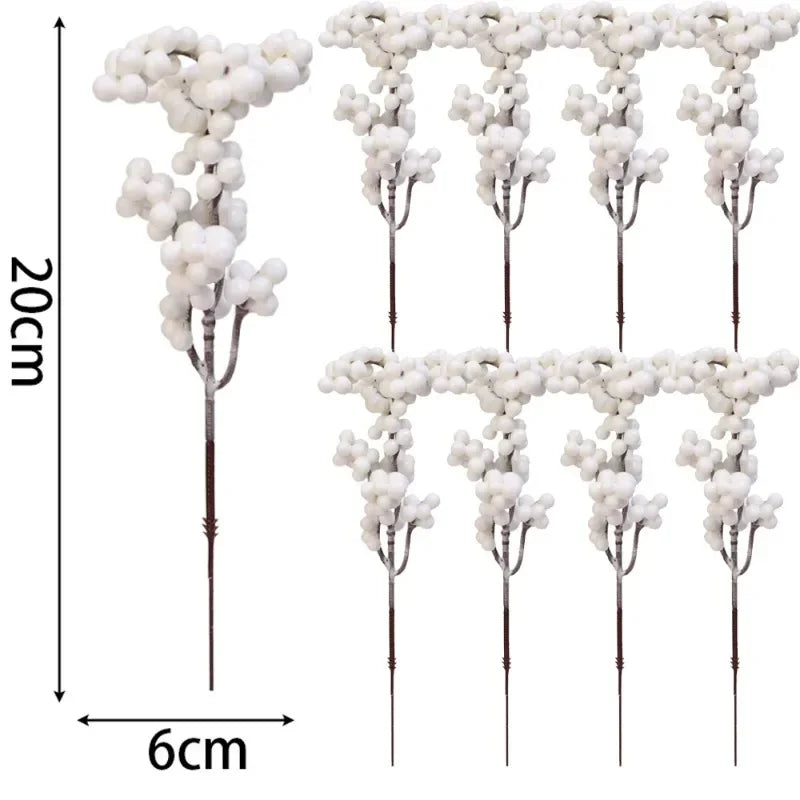 40/4PCS Artificial White Berries Stems Christmas Berry Branches Fake Fruit Flowers DIY Wedding Party New Year Home Decorations