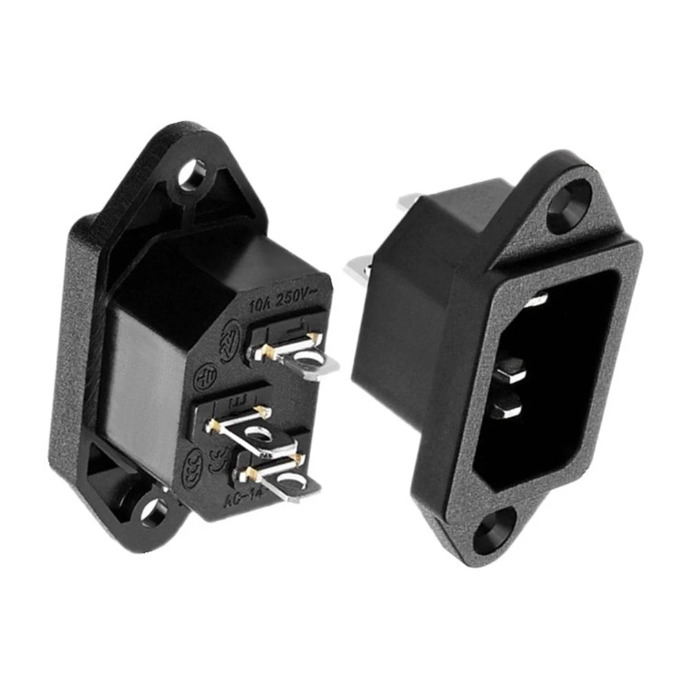 Power Connector 3 Pin Charging Socket AC-04 Built-in Male Female Rated 250V 10A for Battery and Electrical Use