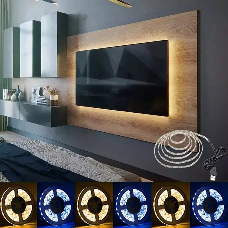 1~5m DC 5V USB LED Strip Warm White/White 2835 LED Strip Light TV Background Lighting Tape Home Decor Lamp LED Light