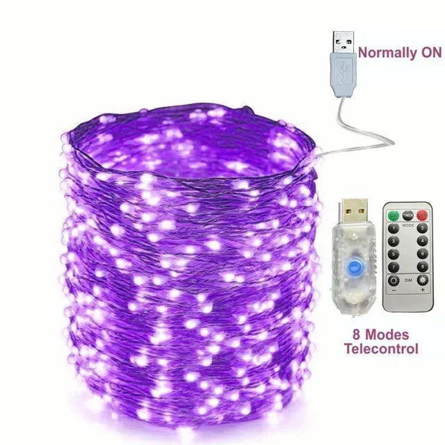 5M/10M/20/30M Telecontrol 8Mode Remote Control Lights USB Led String Light Fairy garlands Wedding Christmas Holiday Decor lamps