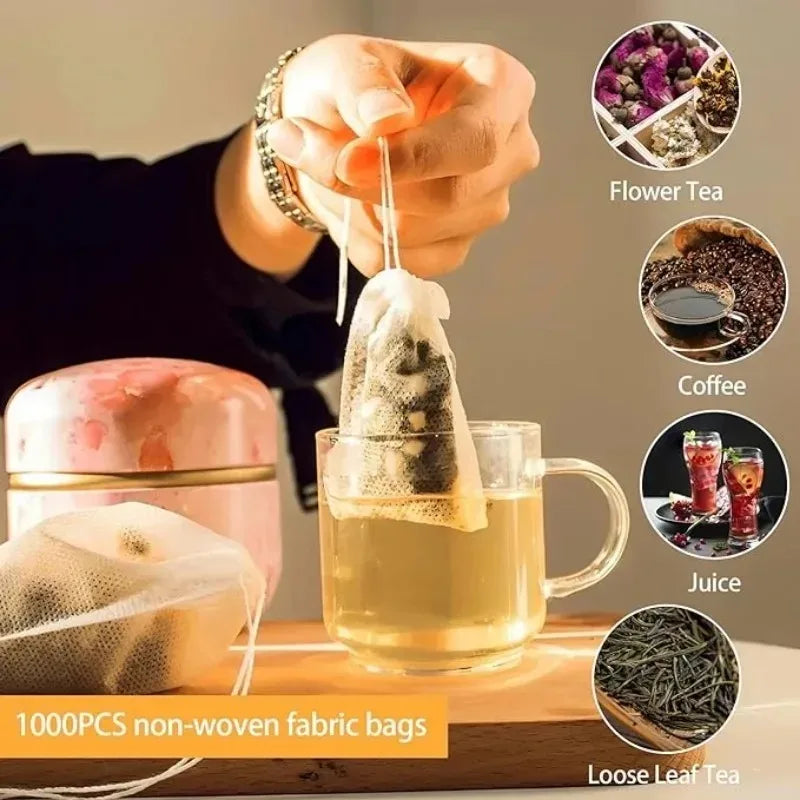 300/50PCS Disposable Tea Filter Bags Non-woven Fabric Tea Bag with Drawstring Kitchen Filter Paper for Coffee Herb Loose Tea