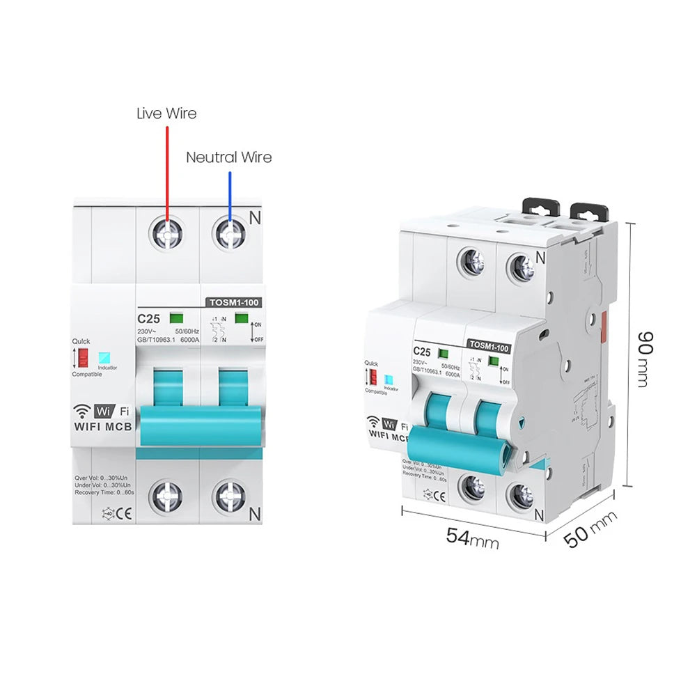 For Tuya Din Rail WIFI Circuit Breaker Timer Remote Control APP Smart Switch MCB Electrical Equipment & Supplies Parts