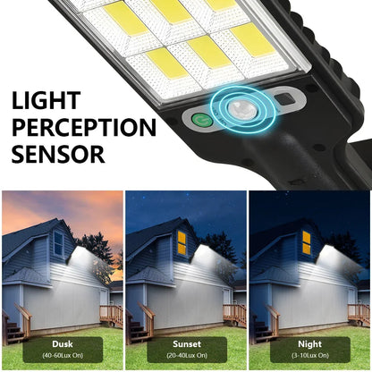 Solar LED Wall Light Outdoor — Motion Sensor, IP65 Waterproof, 3-Mode, 18650 Battery | Garden Street Security Lamp