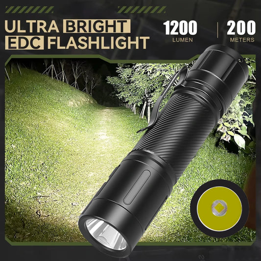 Outdoor LED Flashlight with Pen Clip Tactical Torch 6 Modes Torch Aluminum Alloys Waterproof Lantern Light for Home Camping Lamp