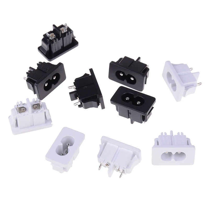 New 5Pcs IE320 C8 Power Plug AC250v 2.5a Iec320 C8 Male 2 Pins Power Inlet Socket Contor