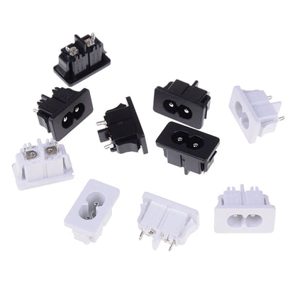 New 5Pcs IE320 C8 Power Plug AC250v 2.5a Iec320 C8 Male 2 Pins Power Inlet Socket Contor