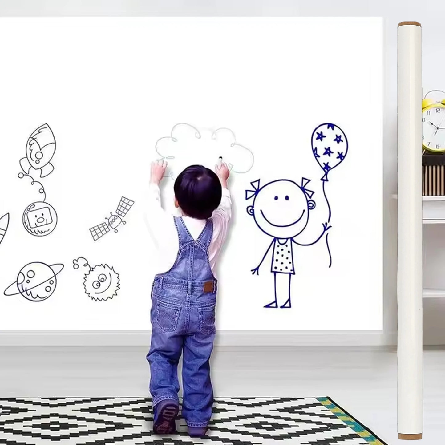 Electrostatic Whiteboard Wall Sticker – Premium Static Cling, No Damage, Easy to Clean & Reusable for Home, Office & School