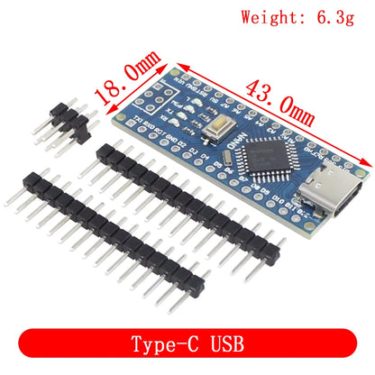 Arduino Nano 3.0 Compatible Controller with CH340 USB Driver ATMEGA328P 16MHz Mini/Micro/Type-C