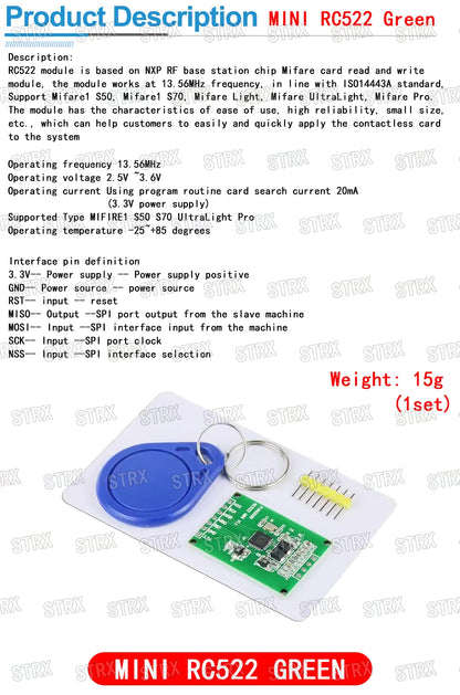 NFC RFID Reader Module Kit S50 13.56MHz 125kHz SPI Write & Read Compatible with Arduino UNO 2560